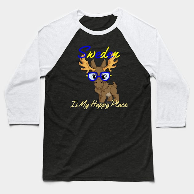 Sweden Moose Lover Baseball T-Shirt by Design Seventytwo